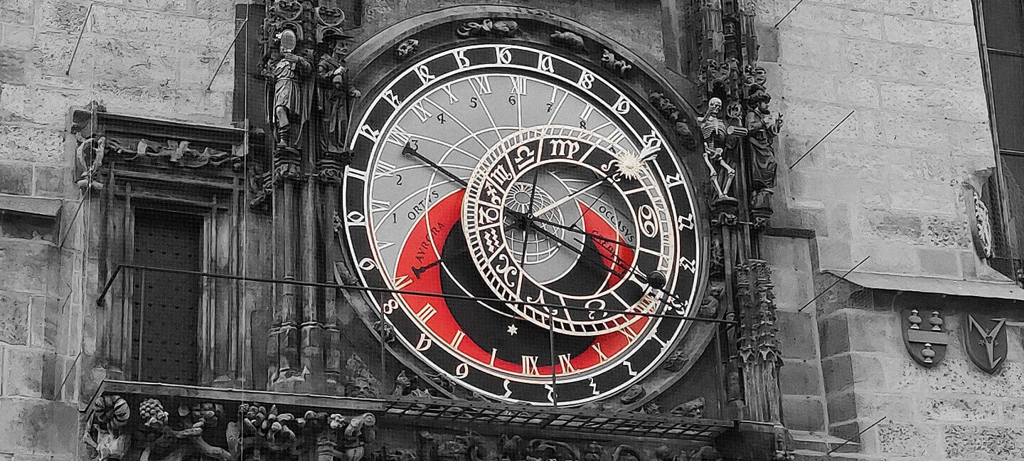Pražský orloj černobíle