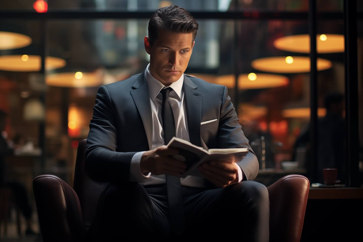 Muž na pohovoru si čte knihue