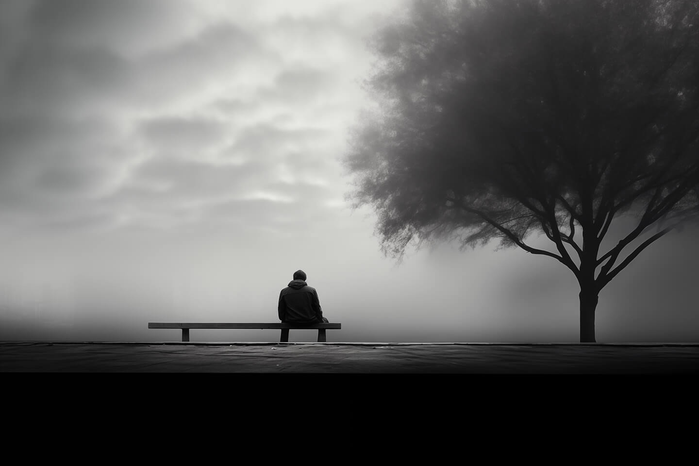 Samota, lavička v parku