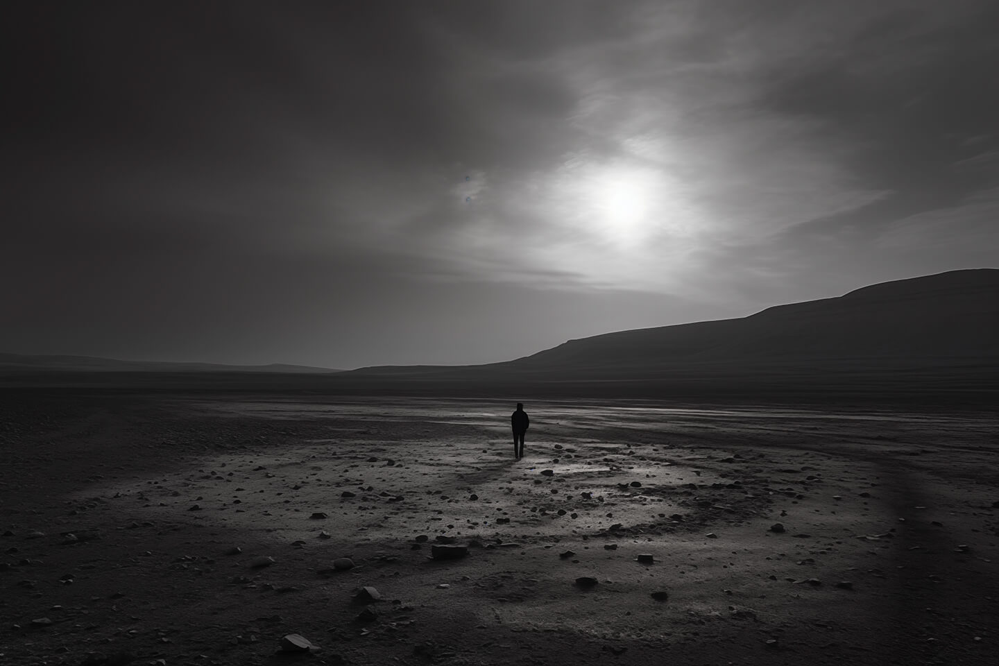 Osamělý muž na poušti